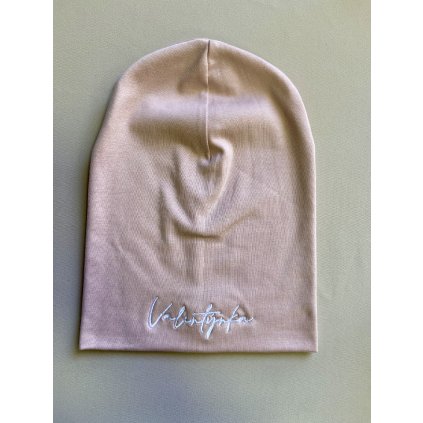 Jarní čepička s výšivkou Valentýnka, růžová