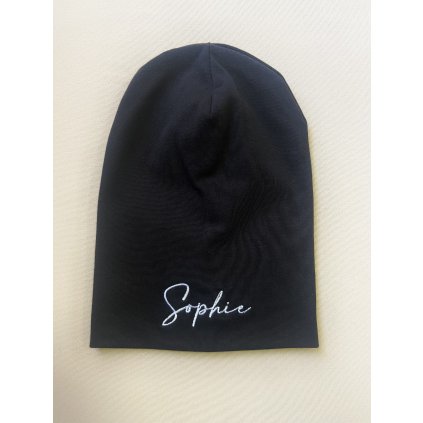 Jarní čepička s výšivkou Sophie, černá