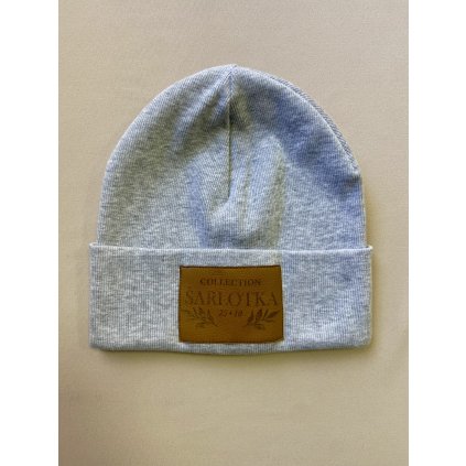 Zimní čepička s koženkou Šarlotka, šedá