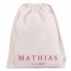 Bavlněný pytlík s vlastním jménem a datem