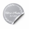 Svatební samolepky s vlastními jmény a datem svatby KRUH  ( 10 Ks )