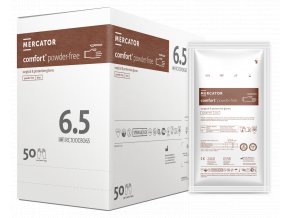 Sterilní elastické latexové rukavice Mercator COMFORT Powder-Free 100 ks (Velikost 6,5)