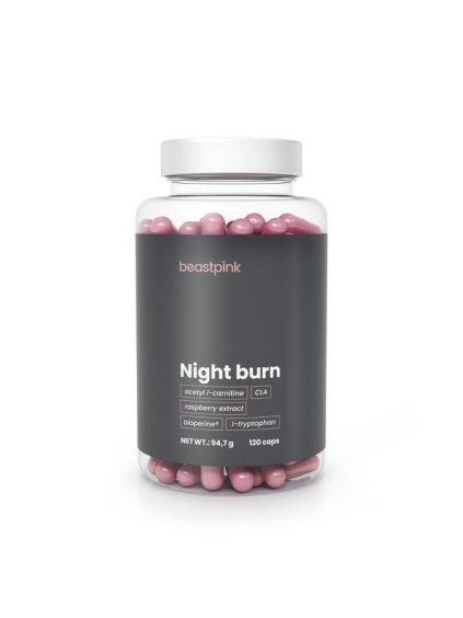 GymBeam BeastPink, Spalovač tuku Night Burn, 120 kapslí