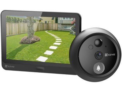 EZVIZ chytré dveřní kukátko s kamerou HP4/ Wi-Fi/ 2K/ 4,3" monitor/ napájení ze sítě a baterie/ 4600 mAh/ šedé