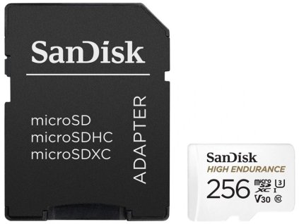 SanDisk High Endurance microSDXC 256GB / C10, U3, V30 / Full HD / 4K videos / dash cams & home monitoring / + SD Adaptér