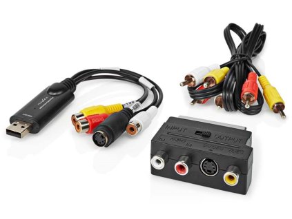 NEDIS video převodník/ USB 2.0/ 480p/ A/V kabel/ SCART/ 3x RCA zásuvka/ S-video zásuvka/ černý