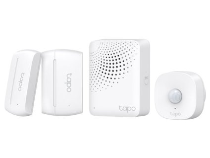 TP-Link Tapo T30 KIT, 1×Tapo T100, 2×Tapo T110, 1×Tapo H100, pohybový senzor, dveřní senzor, hub se zvonkem