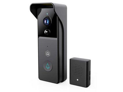 NEDIS Wi-Fi chytrý dveřní videotelefon/ 2304x1296 / 3Mpix/ napájení z baterie/ IP44/ snímač pohybu/ noční vidění/ černý
