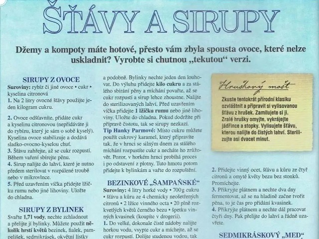 Vlasta - rady pro Šťávy a sirupy