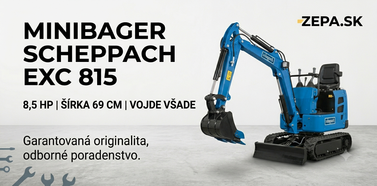 Benzínový minibager Scheppach EXC 815 – šírka 69 cm