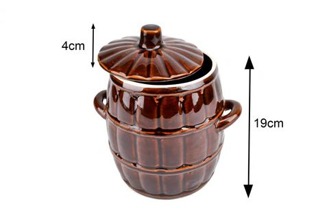 Rozmery keramického súdka na kvasenie 3,2 l s vekom: výška 19 cm, veko 4 cm