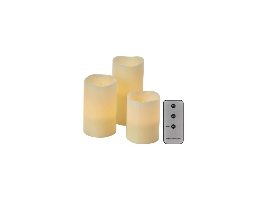 LED dekorácia – 3x vosková sviečka, 3x 3x AAA, vnútorná, vintage, ovládač