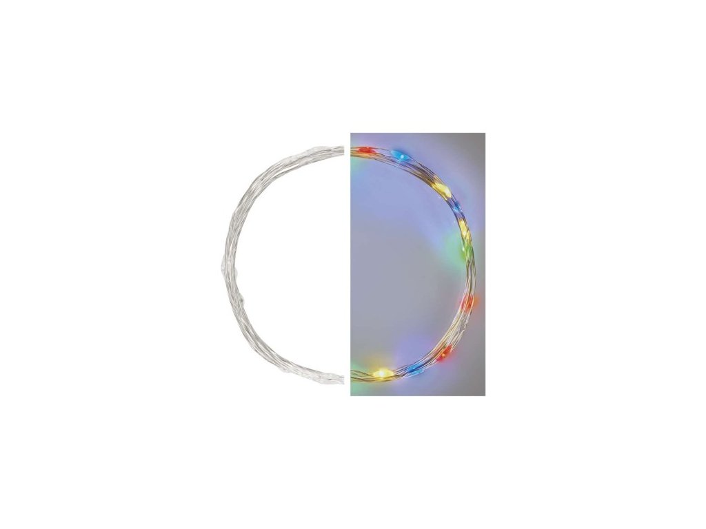 LED vianočná nano reťaz, 1,9 m, 2x AA, vnútorná, multicolor, časovač