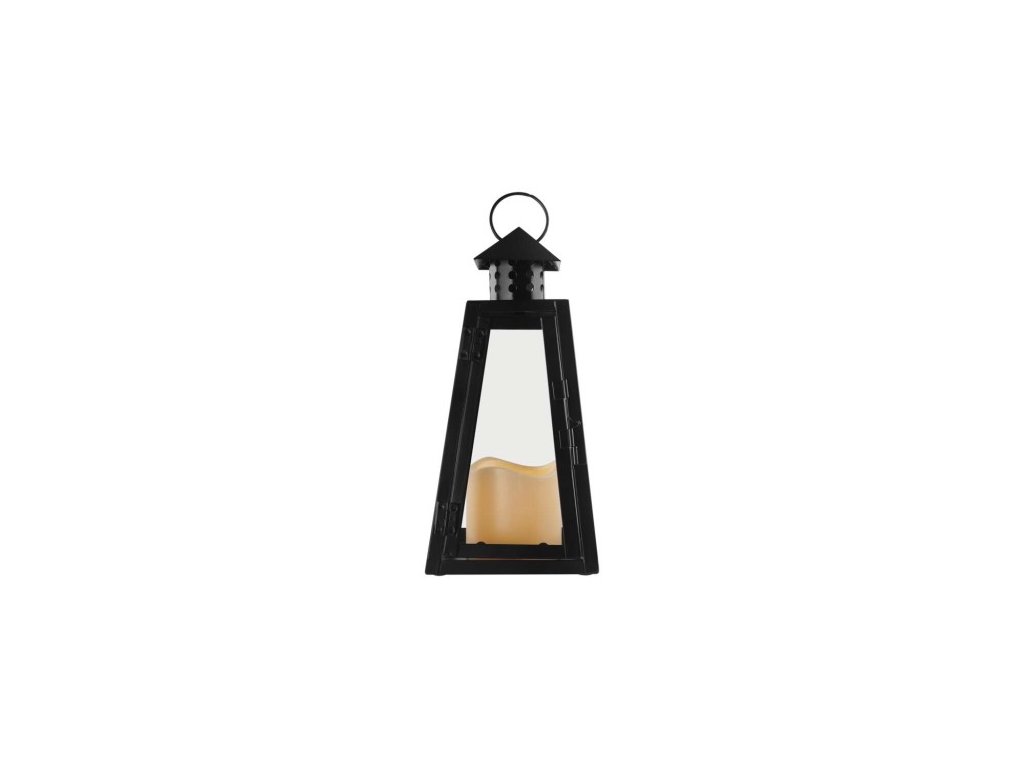 LED lucerna černá, hranatá, 26,5 cm, 3x AAA, vnitřní, vintage