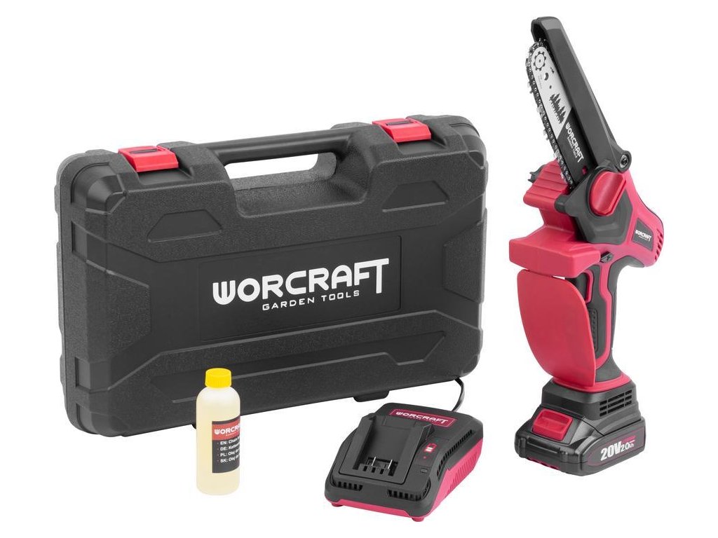 Píla Worcraft CHS-S20LiBPM ShareSYS, 20V Li-Ion, ručná, mini reťazová, bezuhlíková, lišta 15 cm, SET v kufri (náhrada 114570)