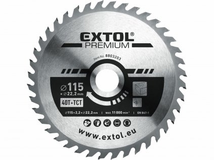 EXTOL PREMIUM 8803203 Kotúč pilový s SK plátkami, Ø115x2,6x22,2mm, 40z
