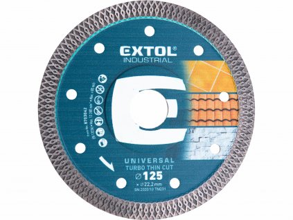 EXTOL INDUSTRIAL 8703042 Kotúč rezný diamantový Turbo Thin Cut, 125mm, suché aj mokré rezanie