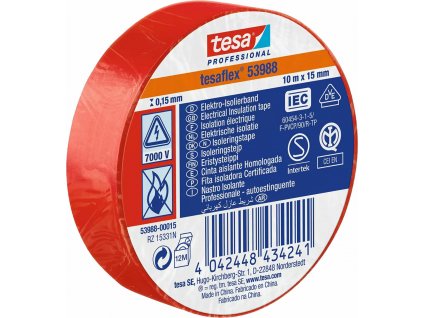 TESA 95393 Páska 53988 elektroizolačná červená 15mm x 10m
