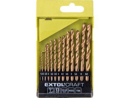 Vrtáky do kovu HSS TiN, 13-dielna sada, pr.1,5-6,5mm, HSS, EXTOL CRAFT