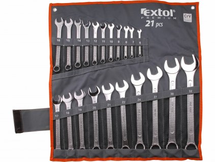 EXTOL PREMIUM 6335 Kľúče očko-vidlicové 6-32mm, sada 21ks, nylonové puzdro