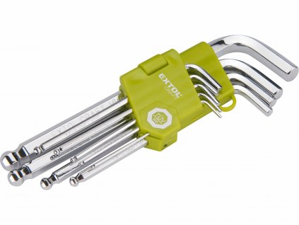 EXTOL CRAFT 66001 Kľúče imbusové s guľôčkou, 9-dielna sada, 1,5-10mm