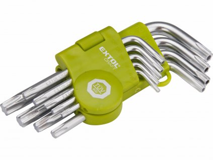 EXTOL CRAFT 66010 Kľúče Torx s dierkou krátke, 9-dielna sada, T10-50