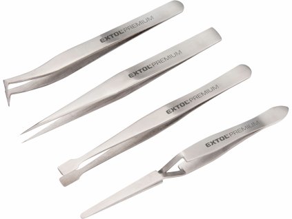 EXTOL PREMIUM 8859100 Pinzety, sada 4ks, nerez