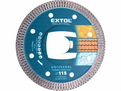 EXTOL INDUSTRIAL 8703041 Kotúč rezný diamantový Turbo Thin Cut, 115mm, suché aj mokré rezanie