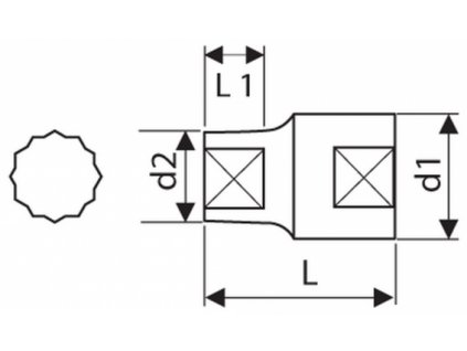 Hlavica 1/2" 11/16" 12-hranná E117077