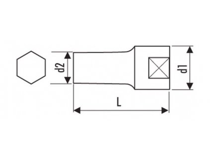 Hlavica 3/8" 15 mm predĺžená 6-hranná E031510