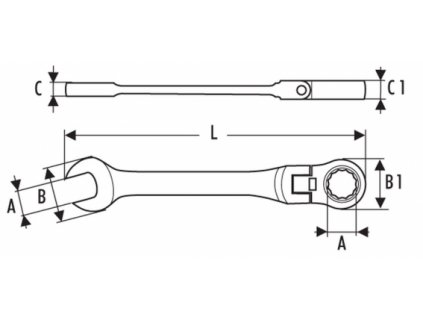 Kľúč očkoplochý kĺbový račňový 17 mm E110910