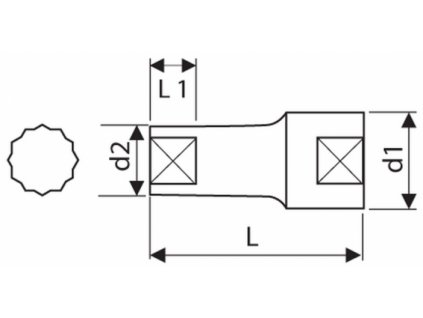 Hlavica 1/4" 11 mm 12-hranná predĺžená E030221