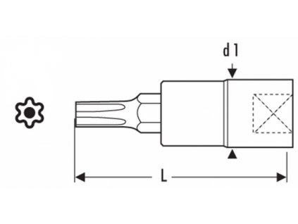 Hlavica 1/4" TT8 zástrčná Torx s otvorom E030142