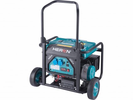 HERON 8896141 Elektrocentrála rámová benzínová, 230V, 3,5kW, 7,5HP, podvozok, elektrický start