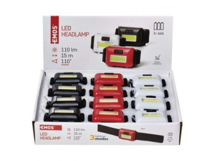 COB LED čelovka P3538, 110 lm, 3× AAA, 12 ks, display box