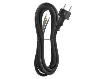 Flexo šnúra gumová 3× 2,5mm2, 3m, čierna