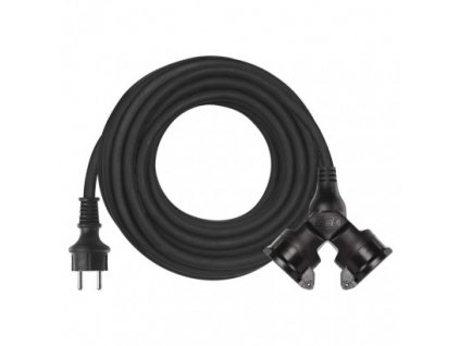 Vonkajší predlžovací kábel 15 m / 2 zásuvky / čierny / guma / 230 V / 1,5 mm2
