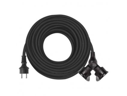 Vnější prodlužovací kabel 25 m / 2 zásuvky / černý / guma / 230 V / 1,5 mm2