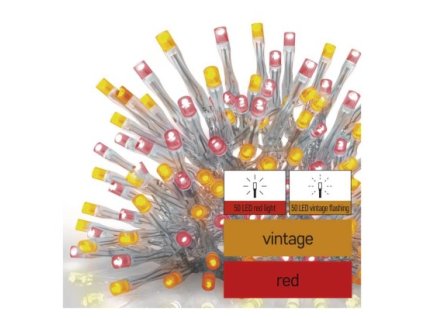 Standard LED spojovacia reťaz pulzujúca – cencúle, 2,5 m, vonkajšia, červená/vintage