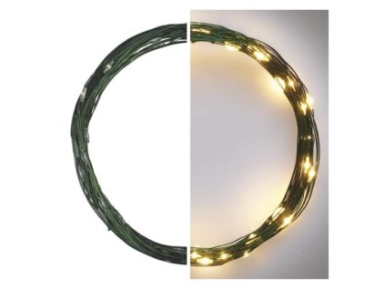 LED vianočná nano reťaz zelená, 4 m, vonkajšia aj vnútorná, teplá biela, časovač