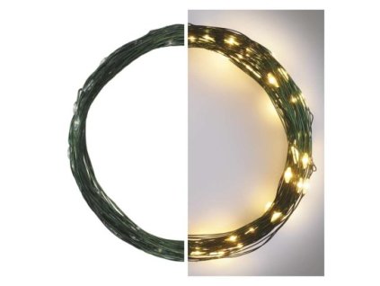 LED vianočná nano reťaz zelená, 7,5 m, vonkajšia aj vnútorná, teplá biela, časovač