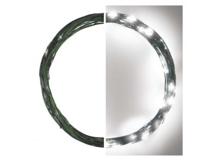 LED vianočná nano reťaz zelená, 4 m, vonkajšia aj vnútorná, studená biela, časovač