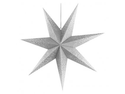 LED hviezda papierová závesná so striebornými trblietkami v strede, biela, 60 cm, vnútorná