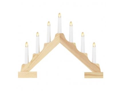 LED svietnik drevený, 29 cm, 2x AA, vnútorný, teplá biela, časovač