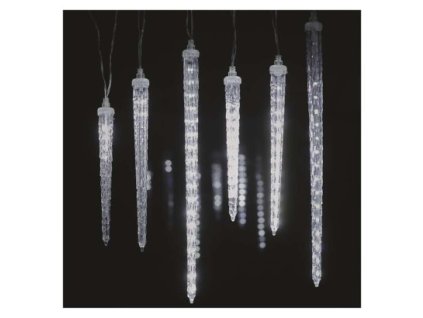 LED vianočná girlanda – cencúle, 6 ks, 2 m, vonk. a vnút., studená biela