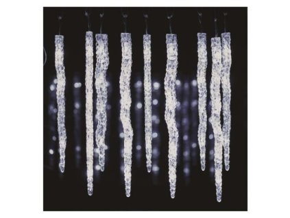 LED vianočná girlanda – cencúle, 12 ks, 3,6 m, vonk. a vnút., studená biela