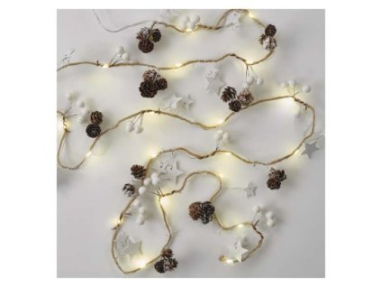 LED vianočná girlanda – šišky, 1,7 m, 2x AA, vnútorná, teplá biela