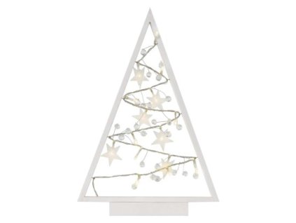 LED dekorácia – svietiaci stromček s ozdobami, 40 cm, 2xAA, vnútorný, teplá biela, časovač