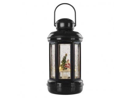 LED dekorácia – vianočný lampáš so Santom, 20 cm, 3x AAA, vnútorný, teplá biela, časovač