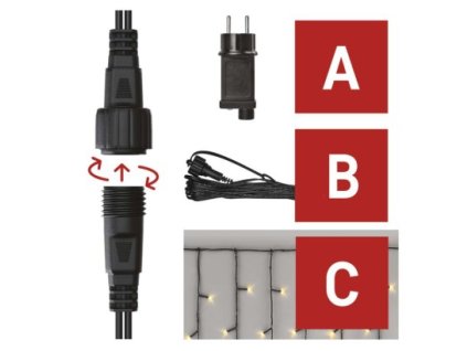 Štartovacia súprava pre spoj. reťaze Klasik – cencúle, 2,5 m, vonkajšia, teplá biela, čas.